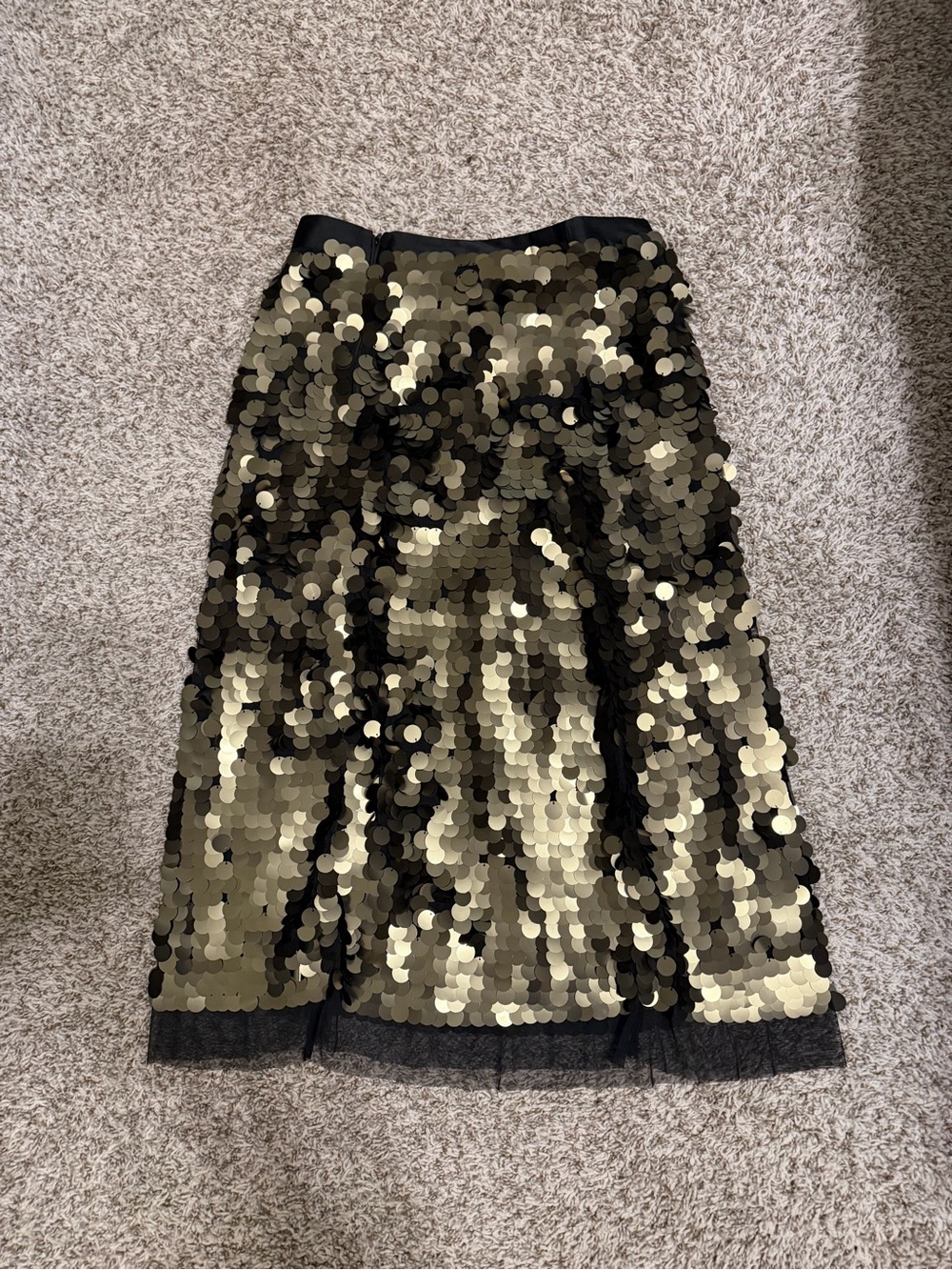 Gold Sequin Midi Skirt